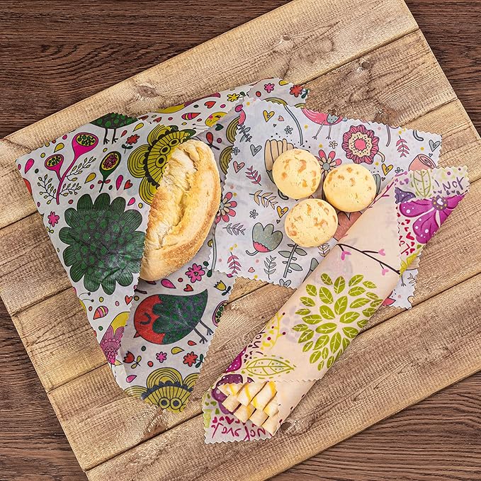 Akeeko Reusable Beeswax Food Wraps - Assorted 9 Packs, Reusable, Plast ...